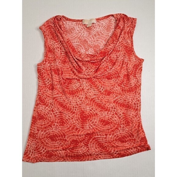 Michael Kors Tops - MICHAEL Kors Orange Tye-Dye Scoop Neck Sleeveless Blouse, Size L
